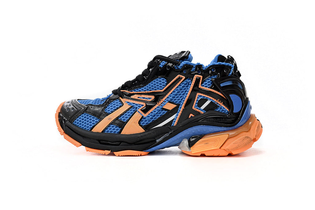 Balenciaga Runner Mid Sneakers Blue Orange Mesh "Blue Orange" Chunky Mid Top Trainer