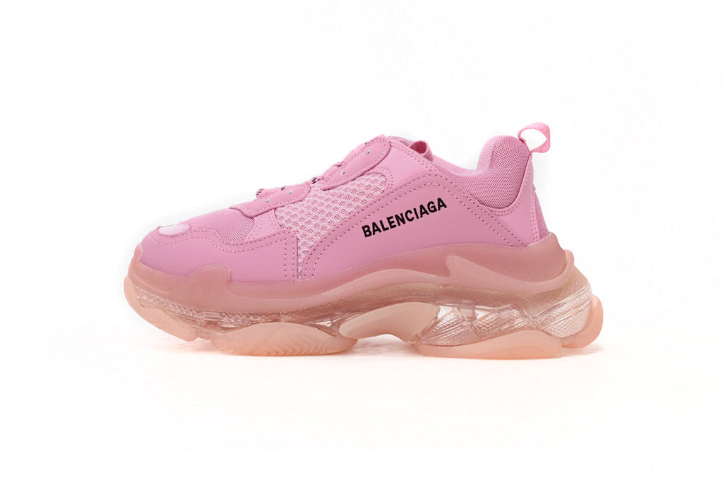 Balenciaga Triple S Sneakers "Pink Clear Sole"-retro thick sole dad shoes，Women's Shoe Sale / Men's Shoe Sale