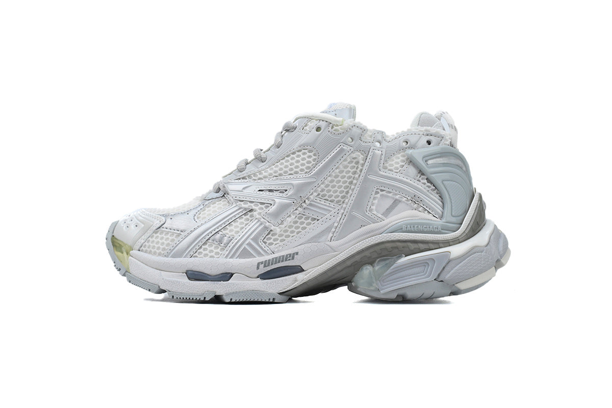 Balenciaga Runner Sneakers Men Women "Silver Grey White"-retro thick sole dad shoes，Women's Shoe Sale / Men's Shoe Sale