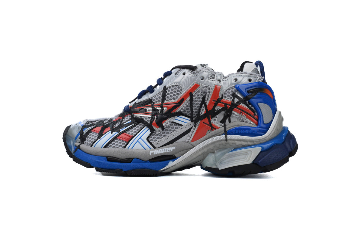 Balenciaga Runner Graffiti Sneakers "Grey Red Blue"-retro thick sole dad shoes，Women's Shoe Sale / Men's Shoe Sale