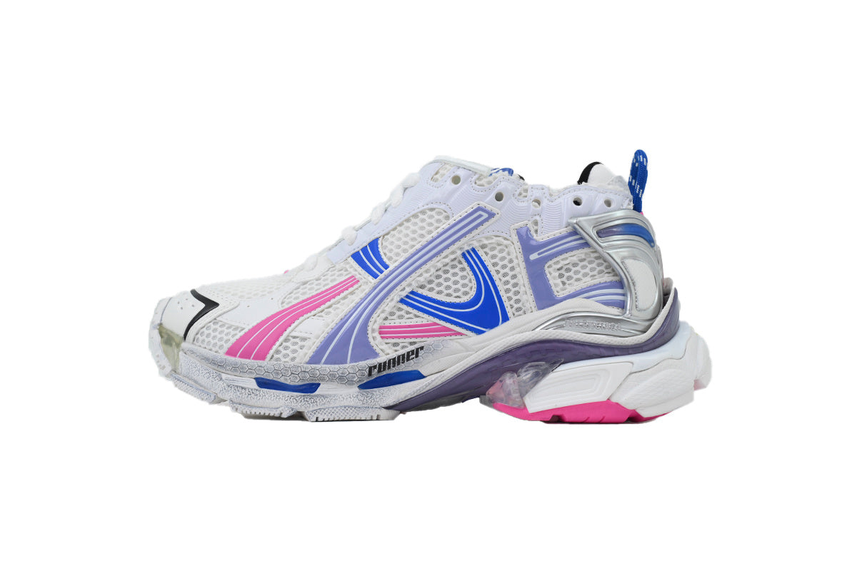 Balenciaga Runner Sneakers "White Blue Pink Purple"-retro thick sole dad shoes，Women's Shoe Sale / Men's Shoe Sale
