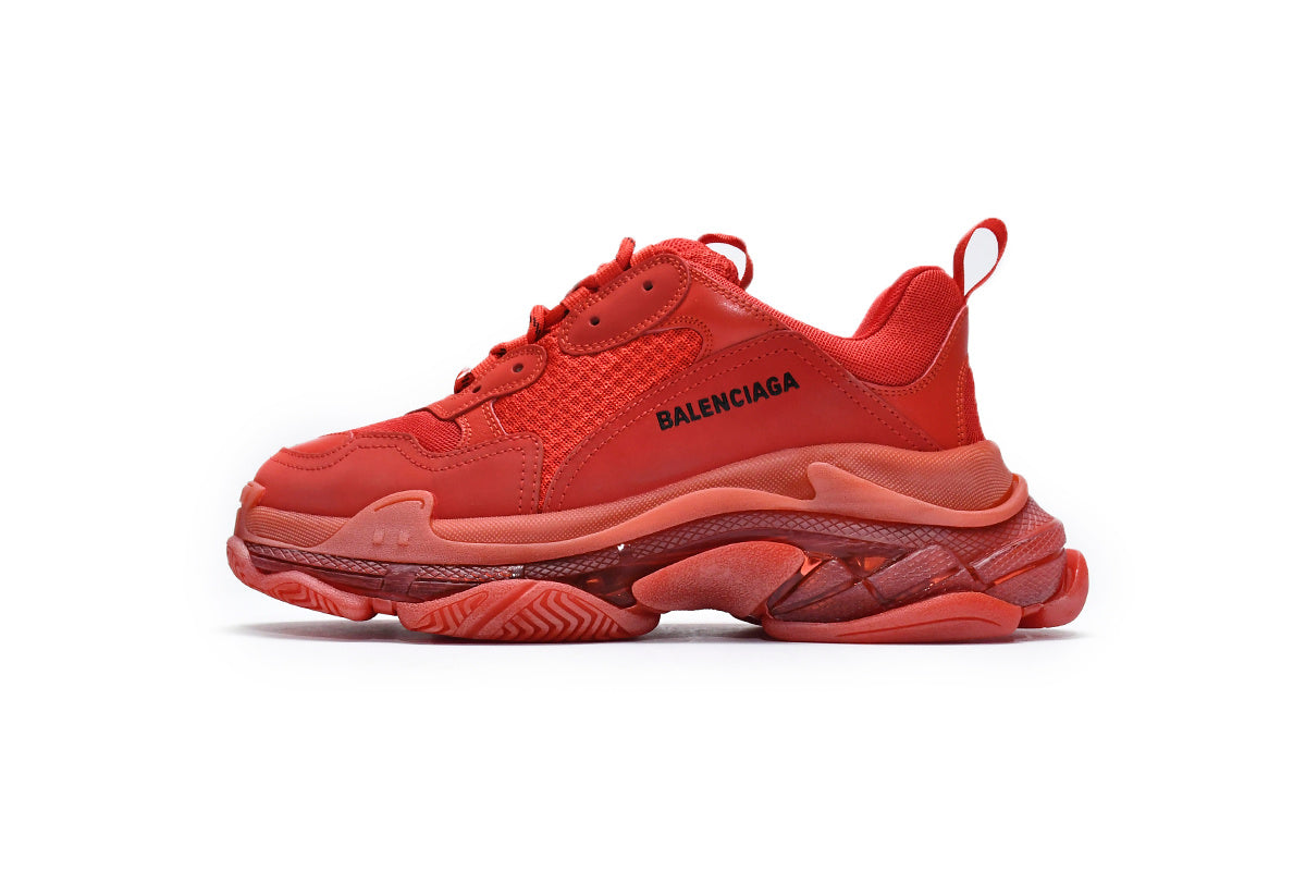 Balenciaga Triple S Sneakers "Red"-retro thick sole dad shoes，Women's Shoe Sale / Men's Shoe Sale