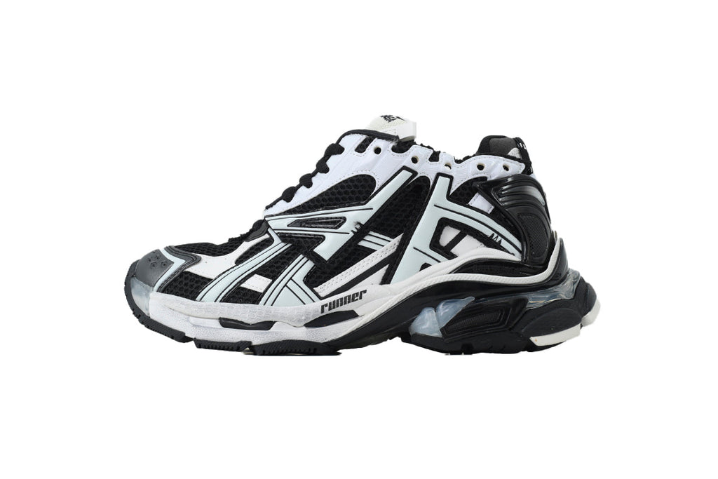 Balenciaga Runner Mid Sneakers Black White Mesh Chunky Mid Top Trainer
