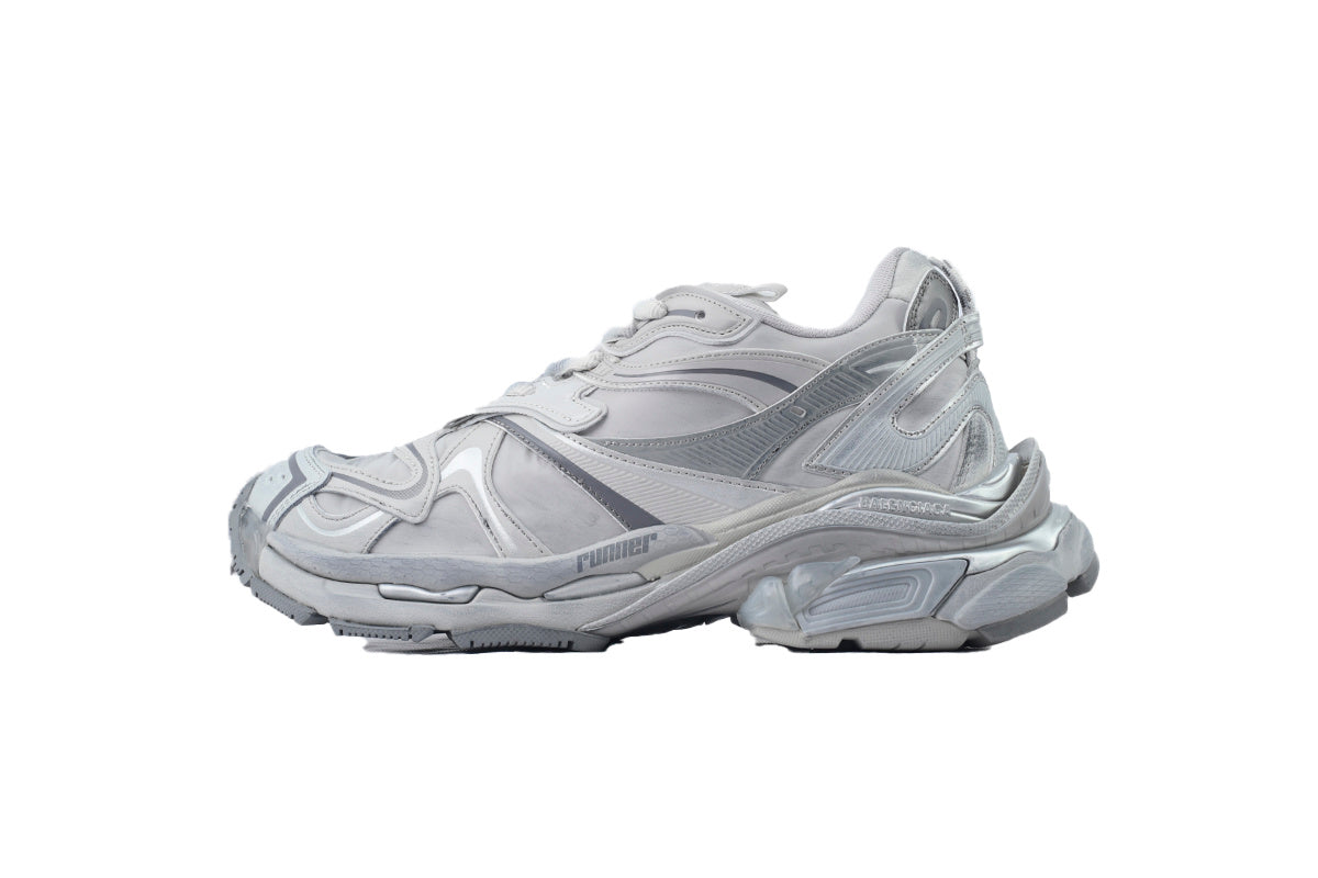 Balenciaga Runner 2 Sneakers Grey Mix Silver "Grey/Silver" Nylon Mesh Chunky Low Top Trainer