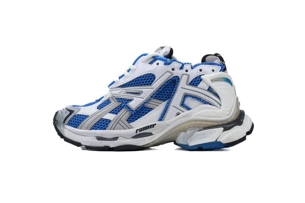 Balenciaga Runner Sneakers "Blue White"-retro thick sole dad shoes，Women's Shoe Sale / Men's Shoe Sale