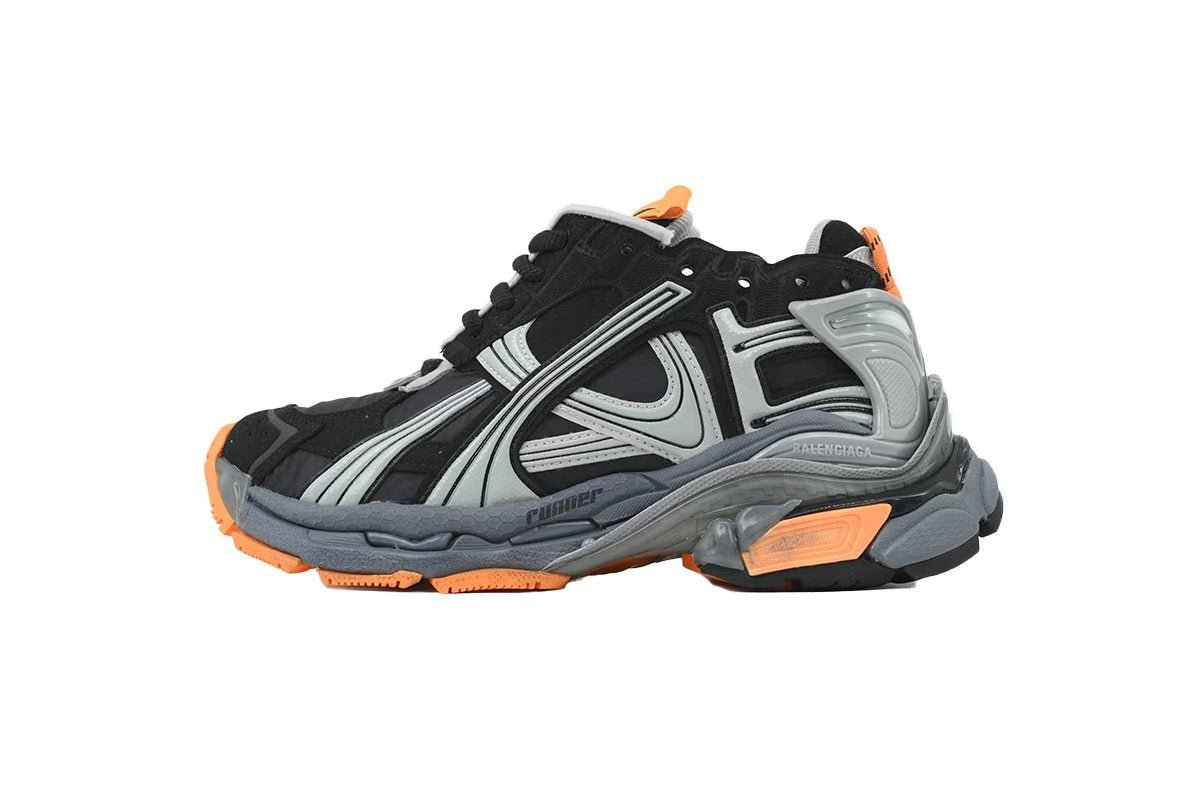 Balenciaga Runner Sneakers "Black Grey Orange"-retro thick sole dad shoes，Women's Shoe Sale / Men's Shoe Sale