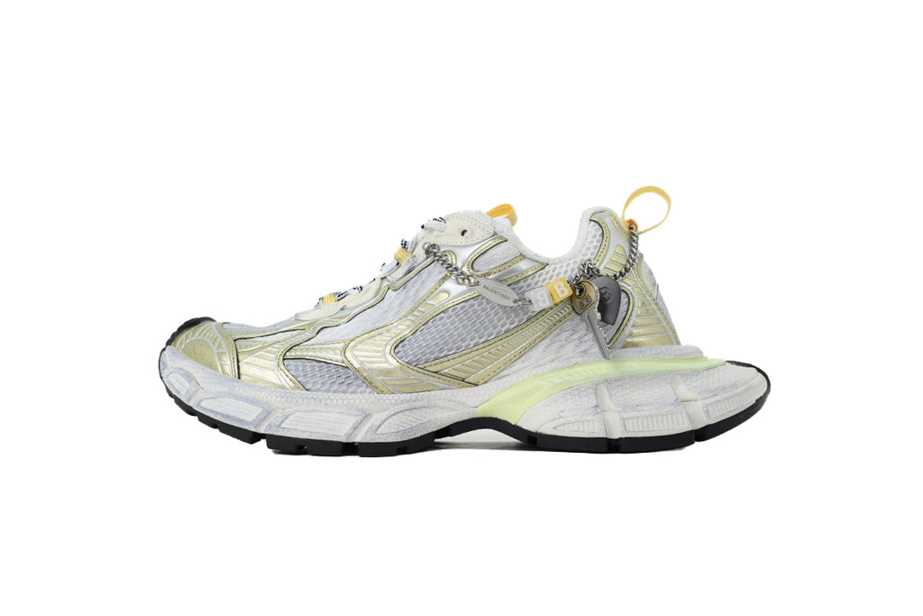 Balenciaga 3XL Chain Sneakers "White Gold Light Lime"-retro thick sole dad shoes，Women's Shoe Sale / Men's Shoe Sale