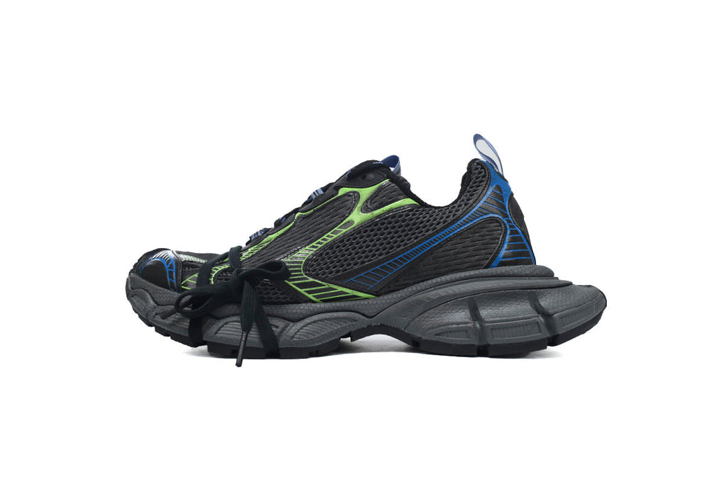 Balenciaga 3XL Mesh Runner Sneaker "Black Blue Green"-retro thick sole dad shoes，Women's Shoe Sale / Men's Shoe Sale