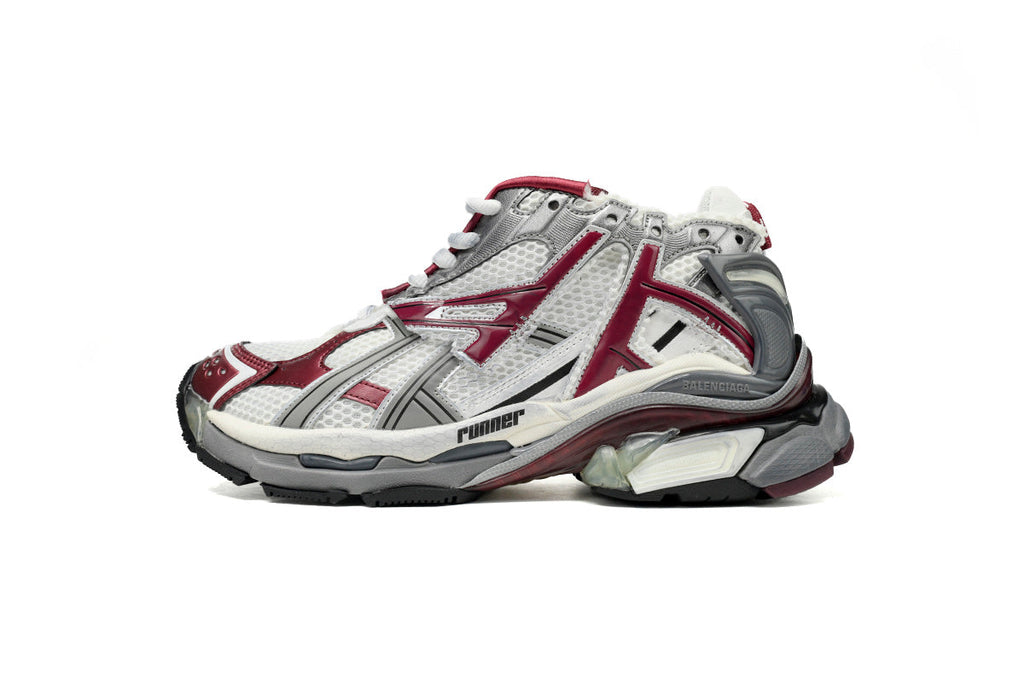 Balenciaga Runner Sneaker "White Burgundy Grey"-retro thick sole dad shoes，Women's Shoe Sale / Men's Shoe Sale