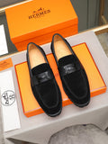 Hermès Trait Loafer "Black" Suede Leather Men Thick Sole Loafers