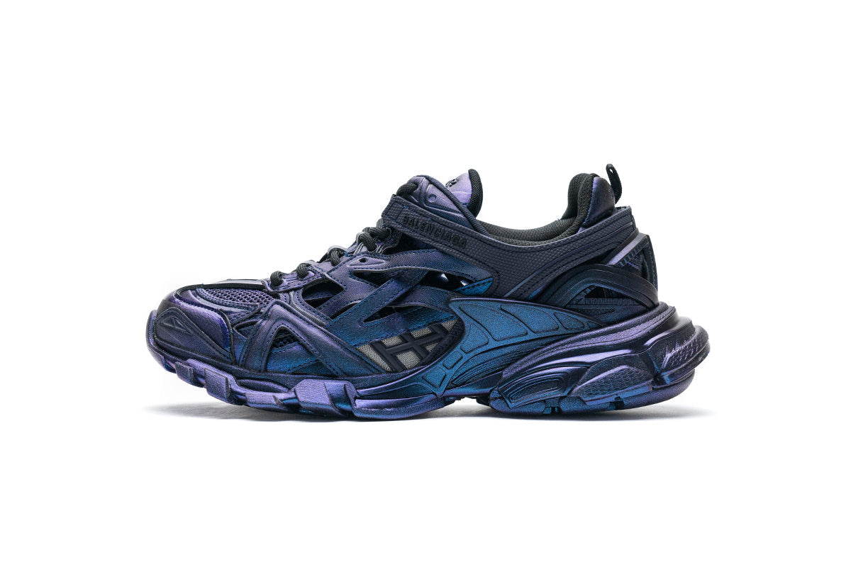 Balenciaga Track 2 Open Sneakers "Iridescent Blue Purple"-retro thick sole dad shoes，Women's Shoe Sale / Men's Shoe Sale