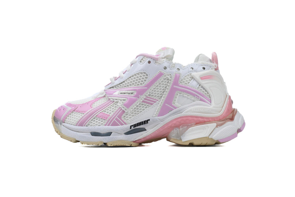 Balenciaga Runner Sneakers "White Pink"-retro thick sole dad shoes，Women's Shoe Sale / Men's Shoe Sale