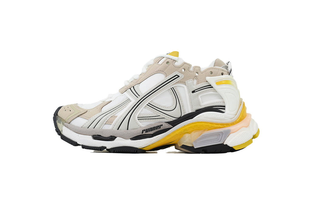 Balenciaga Runner Sneakers "White Beige Yellow"-retro thick sole dad shoes，Women's Shoe Sale / Men's Shoe Sale