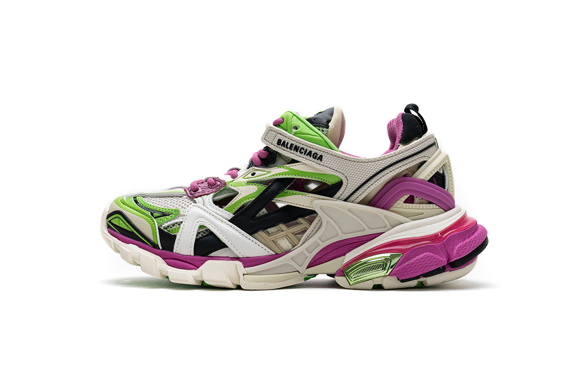 Balenciaga Track 2 Open Sneaker "White Green Purple"-retro thick sole dad shoes，Women's Shoe Sale / Men's Shoe Sale