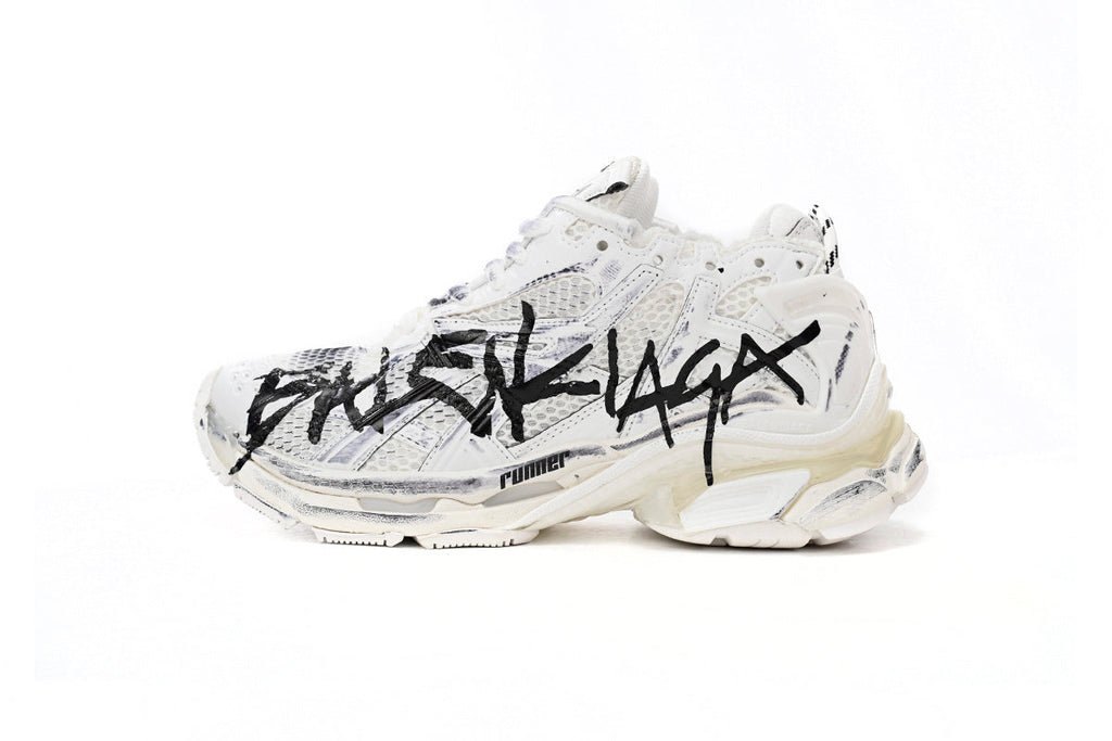 Balenciaga Runner Graffiti Sneaker "White Black"-retro thick sole dad shoes，Women's Shoe Sale / Men's Shoe Sale