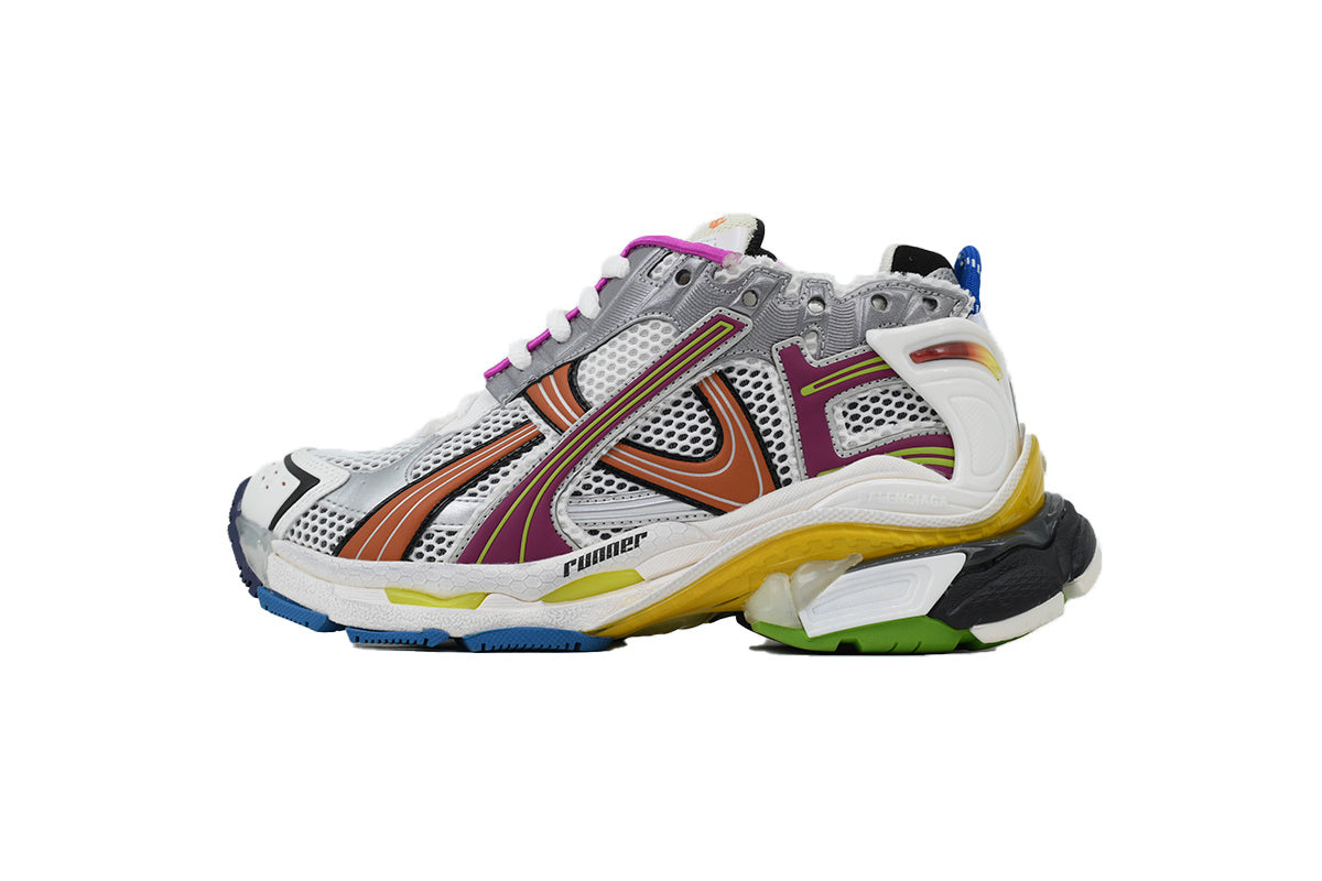 Balenciaga Runner Sneakers "Silver White Multicolor"-retro thick sole dad shoes，Women's Shoe Sale / Men's Shoe Sale