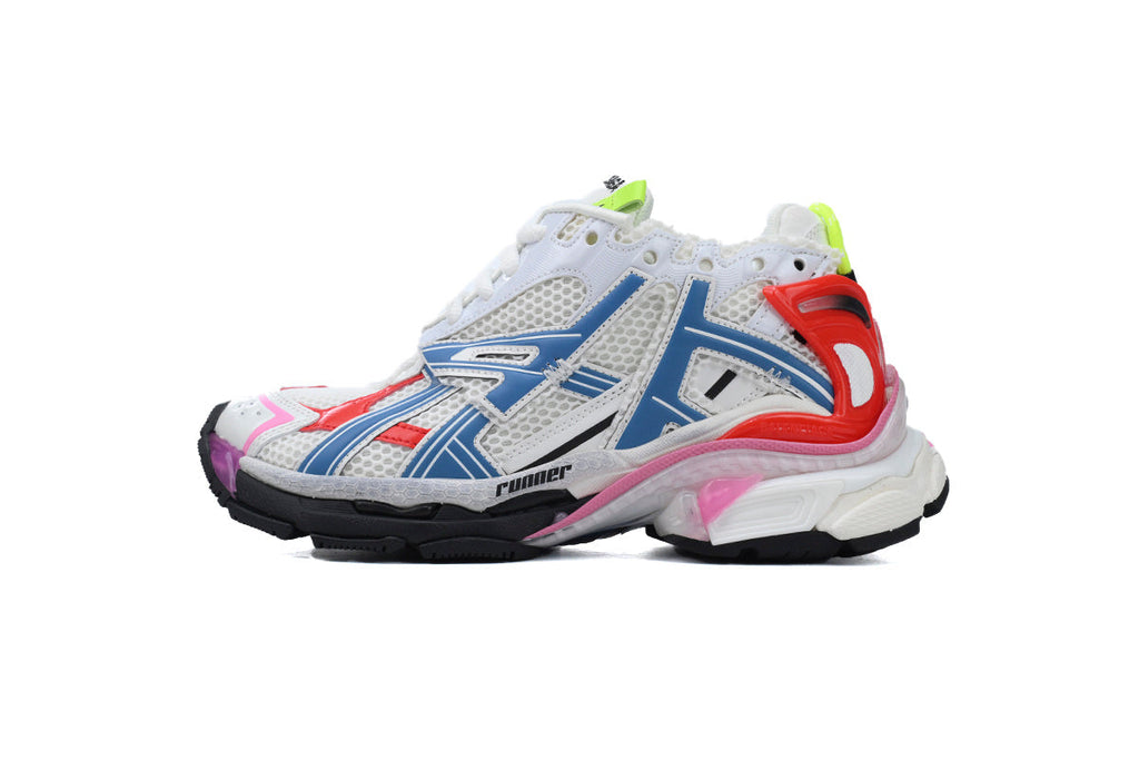 Balenciaga Runner Sneakers "White Blue Red Pink"-retro thick sole dad shoes，Women's Shoe Sale / Men's Shoe Sale
