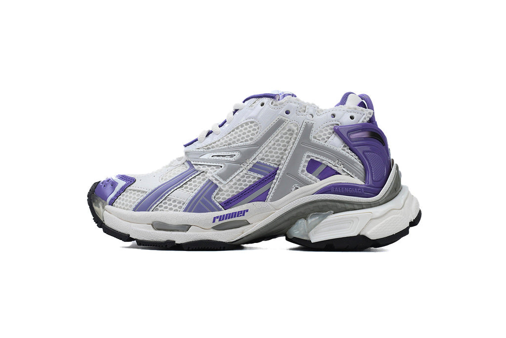Balenciaga Runner Sneakers "White Purple Grey"-retro thick sole dad shoes，Women's Shoe Sale / Men's Shoe Sale