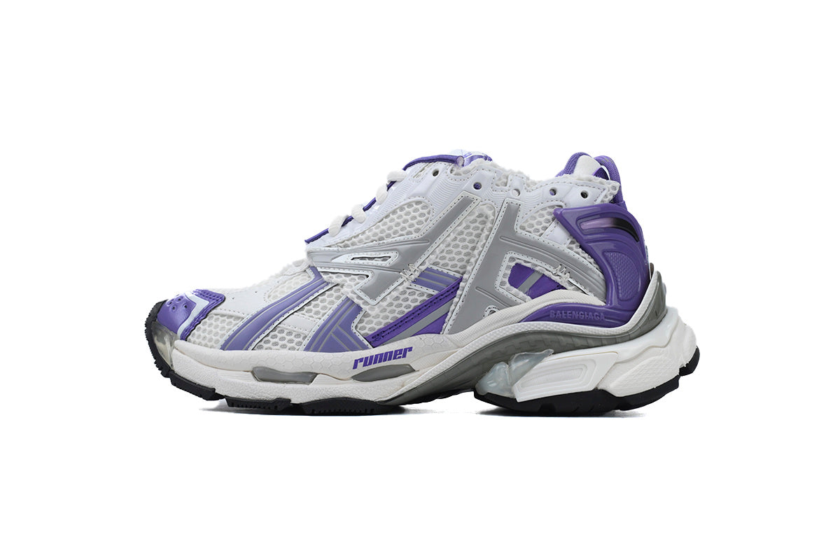 Balenciaga Runner Sneakers "White Purple Grey"-retro thick sole dad shoes，Women's Shoe Sale / Men's Shoe Sale