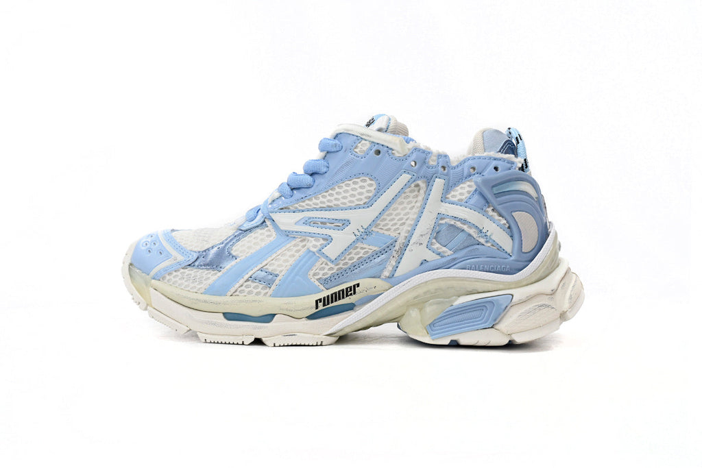 Balenciaga Runner Sneakers "Light Blue White"-retro thick sole dad shoes，Women's Shoe Sale / Men's Shoe Sale