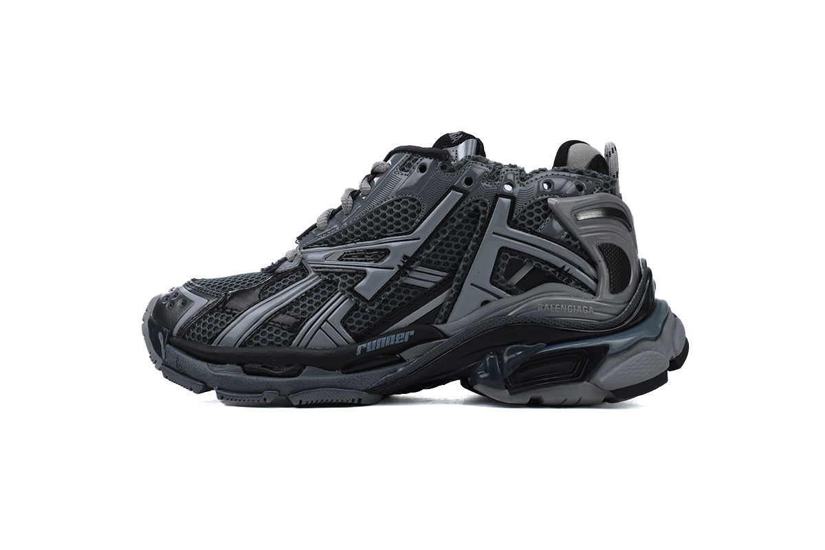 Balenciaga Runner Sneakers Men Women "Dark Grey Black"-retro thick sole dad shoes，Women's Shoe Sale / Men's Shoe Sale