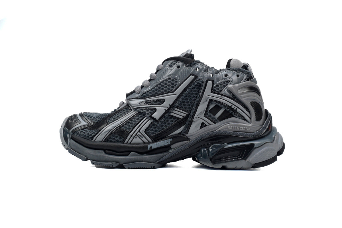 Balenciaga Runner Mid Sneakers Dark Grey Black Mesh Chunky Mid Top Trainer