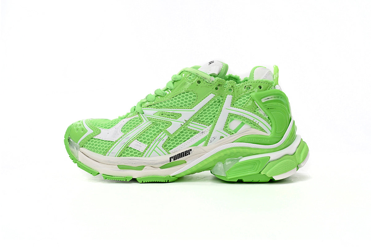 Balenciaga Runner Sneakers "Fluorescent Green White"-retro thick sole dad shoes，Women's Shoe Sale / Men's Shoe Sale
