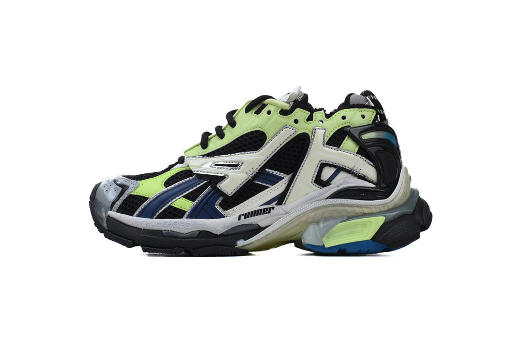 Balenciaga Runner Sneakers Men Women "Black Fluorescent Green Blue"-retro thick sole dad shoes，Women's Shoe Sale / Men's Shoe Sale