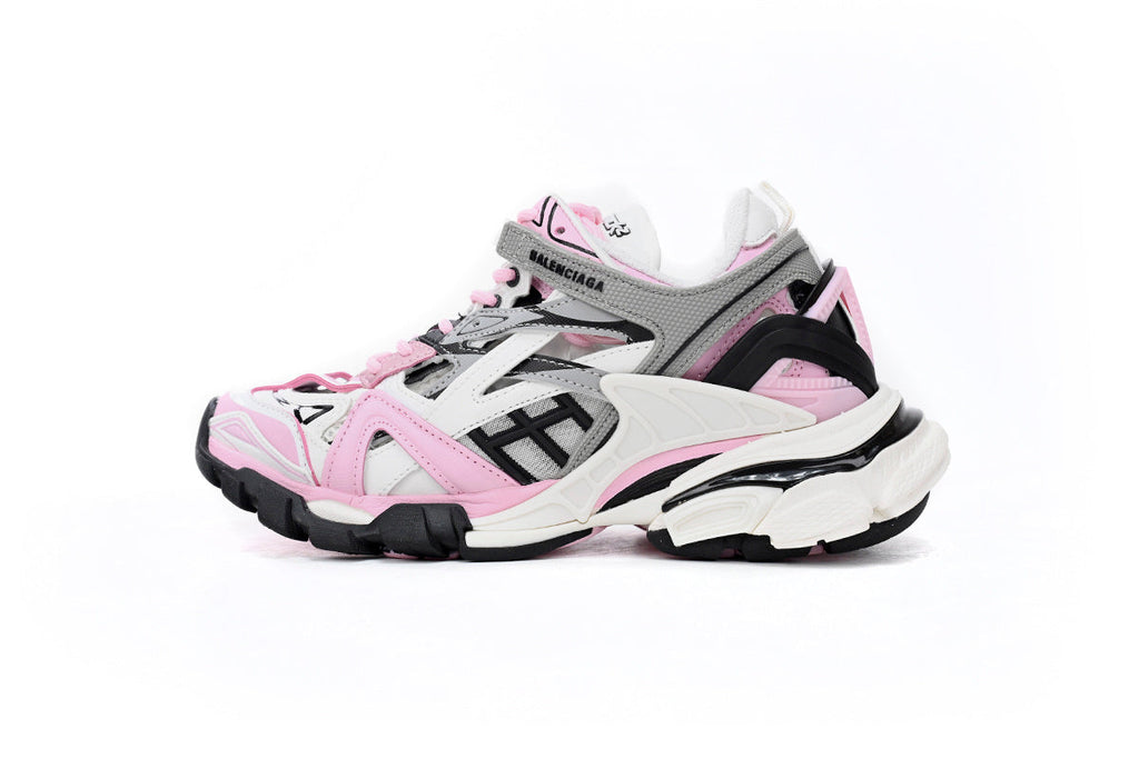 Balenciaga Track 2 Open Sneakers "Pink Grey White"-retro thick sole dad shoes，Women's Shoe Sale / Men's Shoe Sale