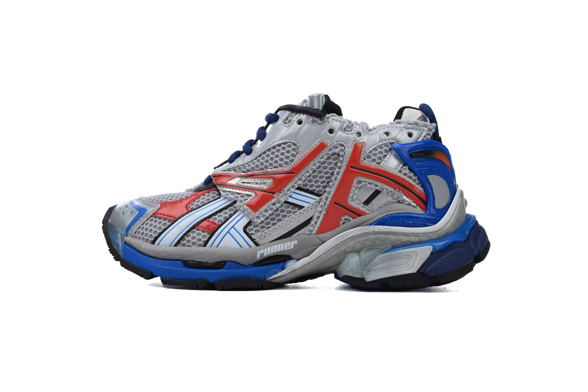 Balenciaga Runner Sneakers "Silver Red Blue"-retro thick sole dad shoes，Women's Shoe Sale / Men's Shoe Sale