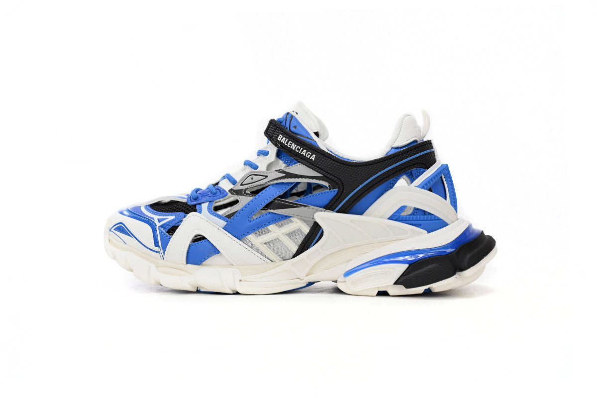 Balenciaga Track 2 Open Sneakers "White Blue Black"-retro thick sole dad shoes，Women's Shoe Sale / Men's Shoe Sale