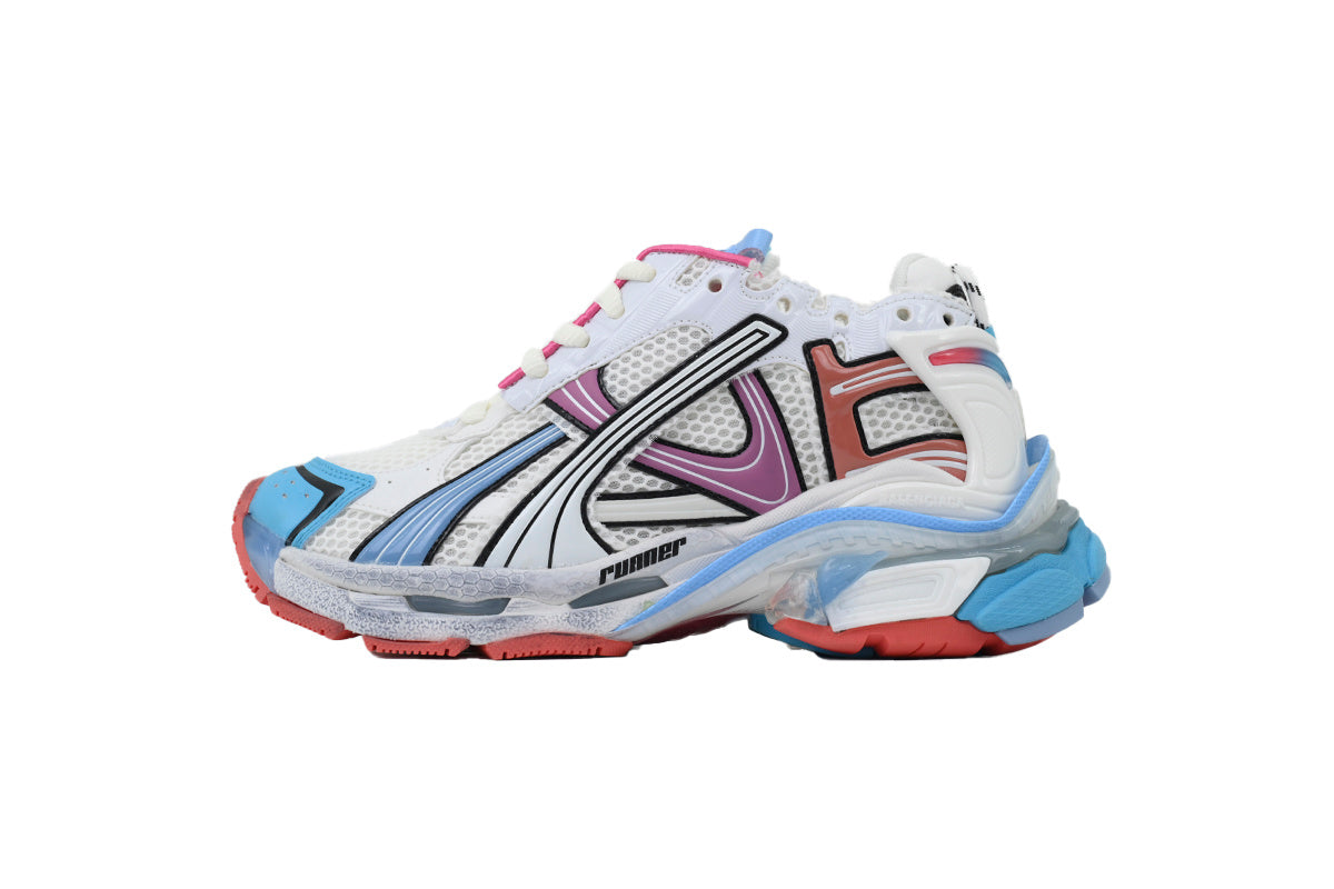 Balenciaga Runner Sneakers "White Multi Color"-retro thick sole dad shoes，Women's Shoe Sale / Men's Shoe Sale