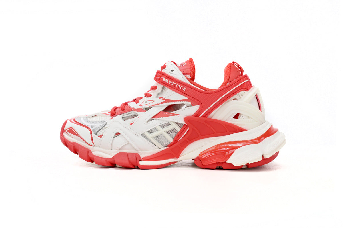 Balenciaga Track 2 Open Sneakers "White Bright Red"-retro thick sole dad shoes，Women's Shoe Sale / Men's Shoe Sale