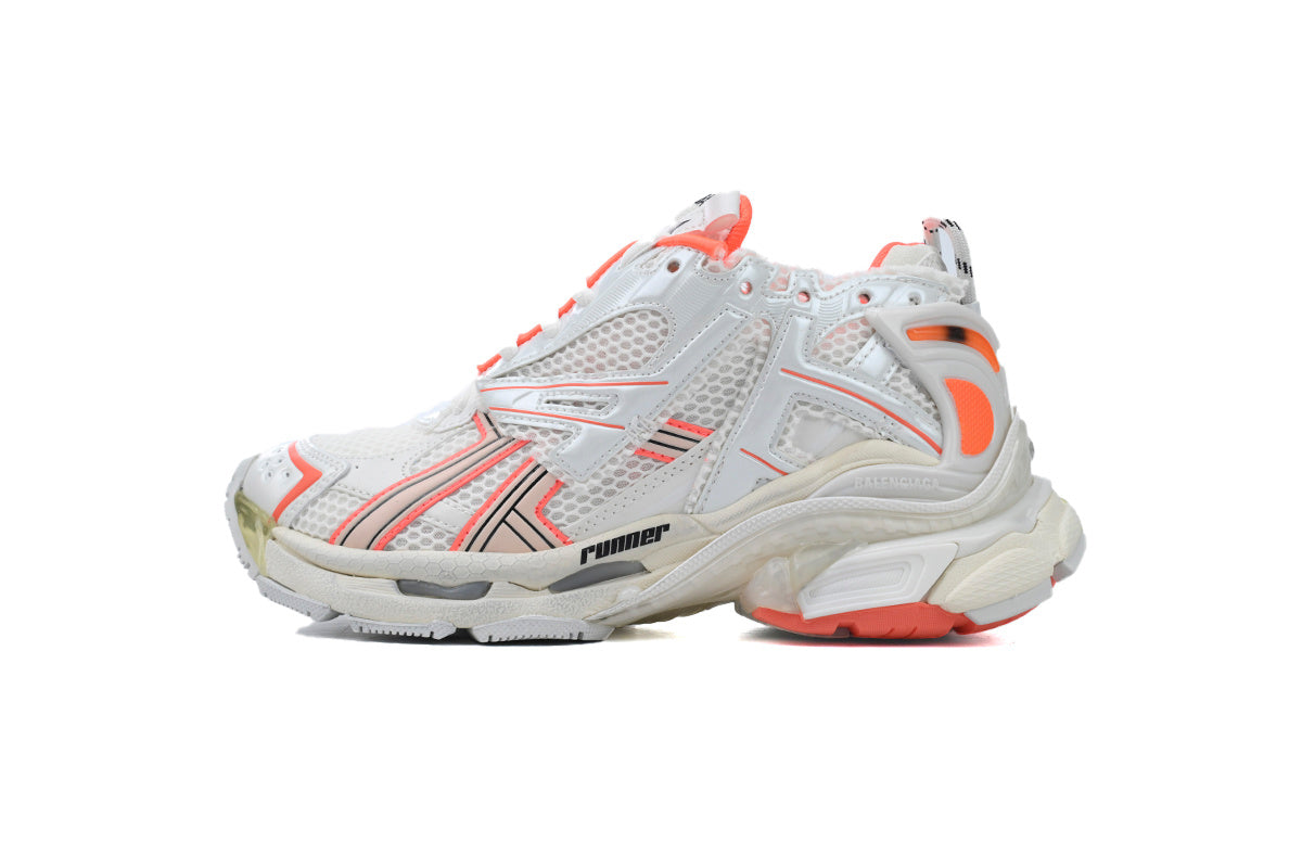 Balenciaga Runner Sneakers "White Orange"-retro thick sole dad shoes，Women's Shoe Sale / Men's Shoe Sale