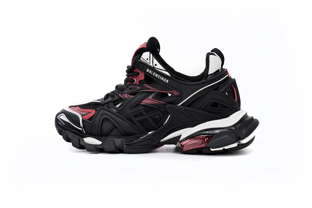 Balenciaga Track 2 Open Sneakers "Black Red White"-retro thick sole dad shoes，Women's Shoe Sale / Men's Shoe Sale