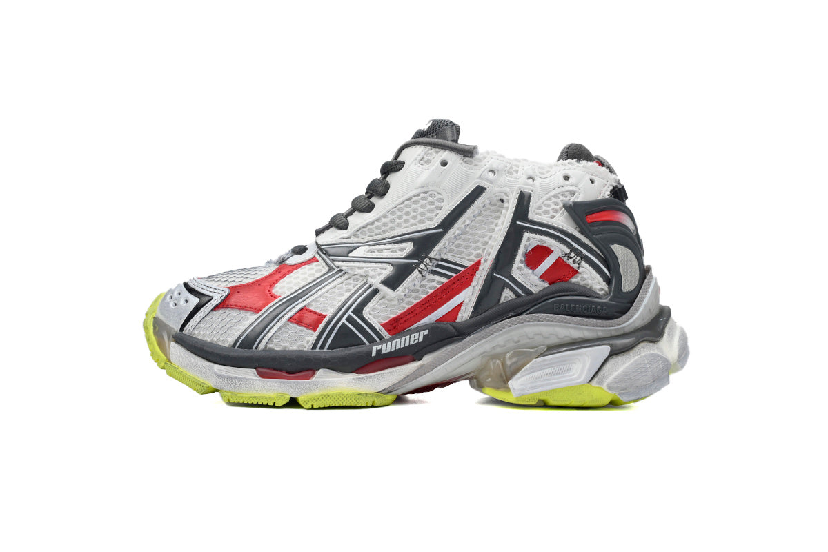 Balenciaga Runner Sneaker "White Red Grey Fluorescent Yellow"-retro thick sole dad shoes，Women's Shoe Sale / Men's Shoe Sale