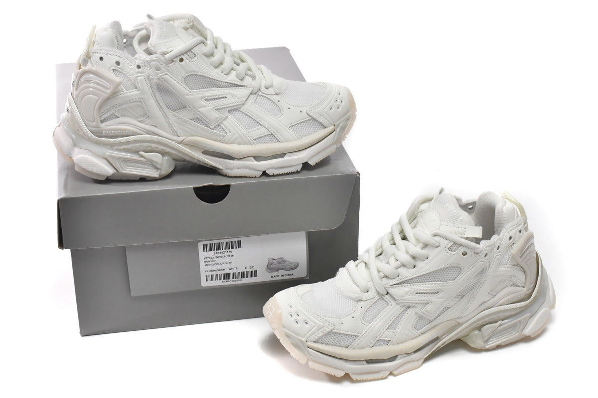 Balenciaga Runner Mid Sneakers "White" Mesh Chunky Mid Top Trainer