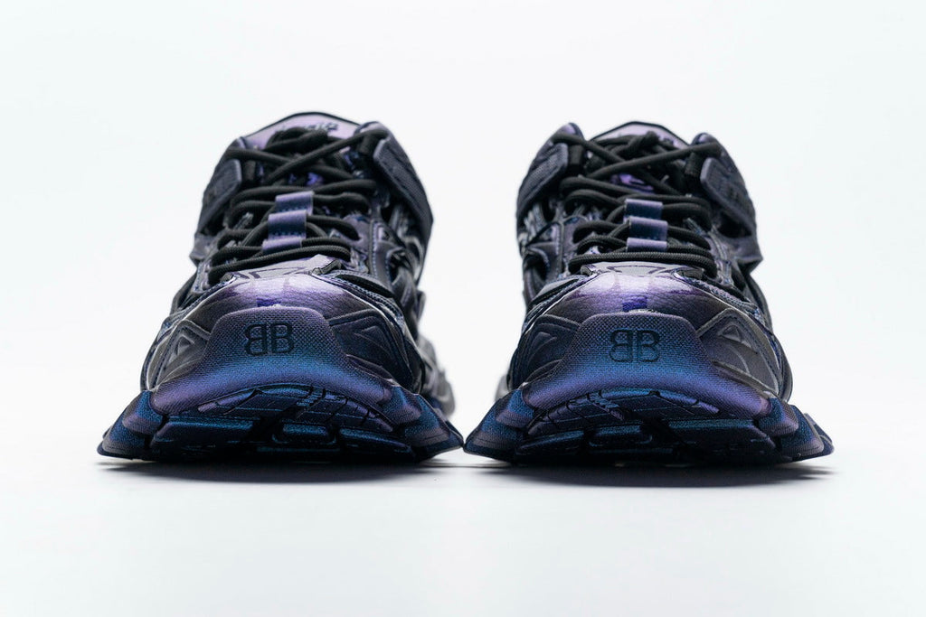Balenciaga Track 2 Open Sneakers "Iridescent Blue Purple"-retro thick sole dad shoes，Women's Shoe Sale / Men's Shoe Sale