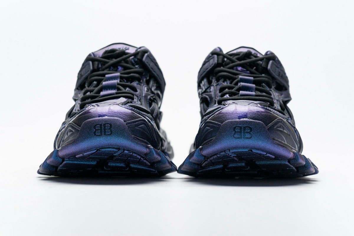 Balenciaga Track 2 Open Sneakers "Iridescent Blue Purple"-retro thick sole dad shoes，Women's Shoe Sale / Men's Shoe Sale