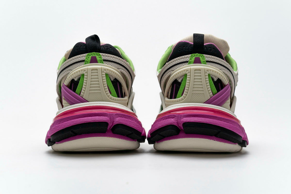 Balenciaga Track 2 Open Sneaker "White Green Purple"-retro thick sole dad shoes，Women's Shoe Sale / Men's Shoe Sale