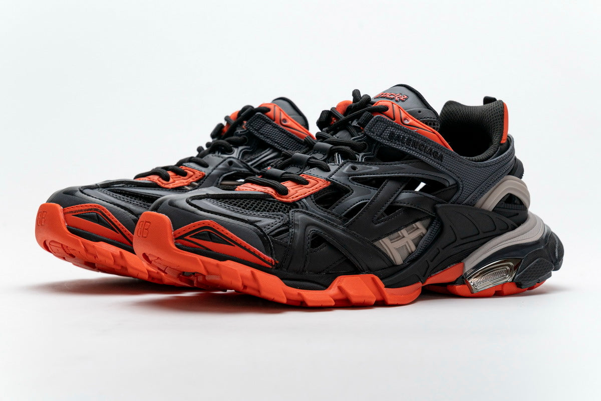 Balenciaga Track 2 Sneakers Men "Dark Gray Orange"-retro thick sole dad shoes，Women's Shoe Sale / Men's Shoe Sale