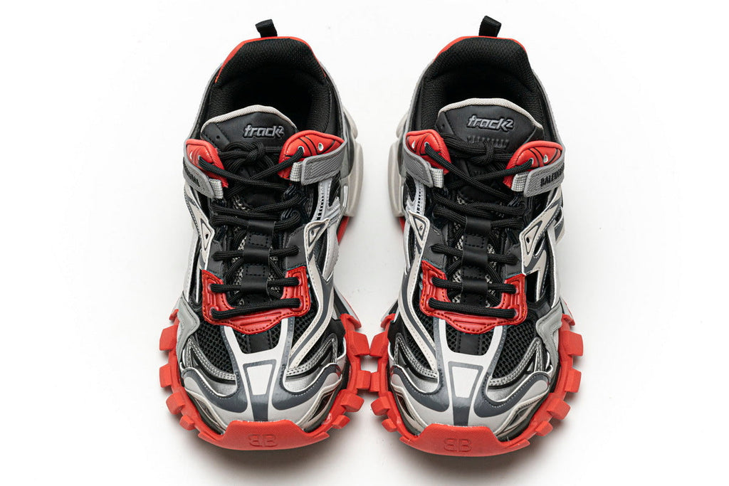Balenciaga Track 2 Open Sneakers "Grayish Red"-retro thick sole dad shoes，Women's Shoe Sale / Men's Shoe Sale
