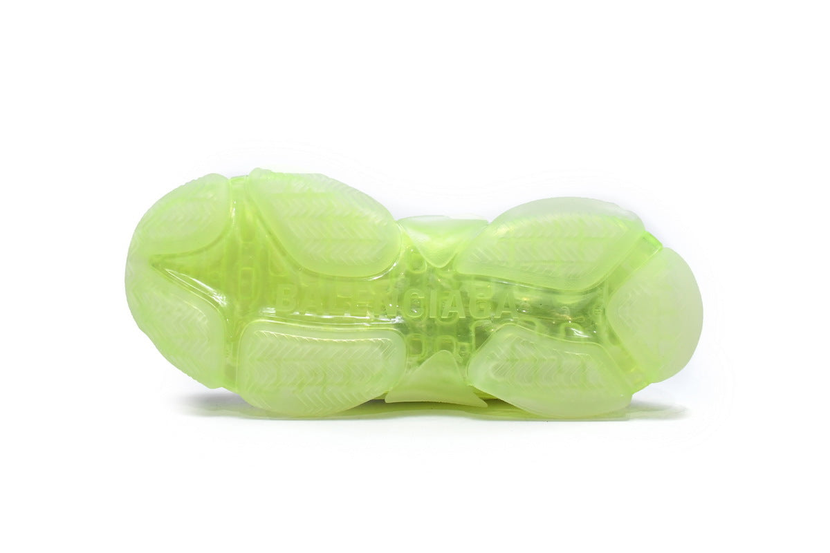 Balenciaga Triple S Sneakers "White Fluorescent Green"-retro thick sole dad shoes，Women's Shoe Sale / Men's Shoe Sale