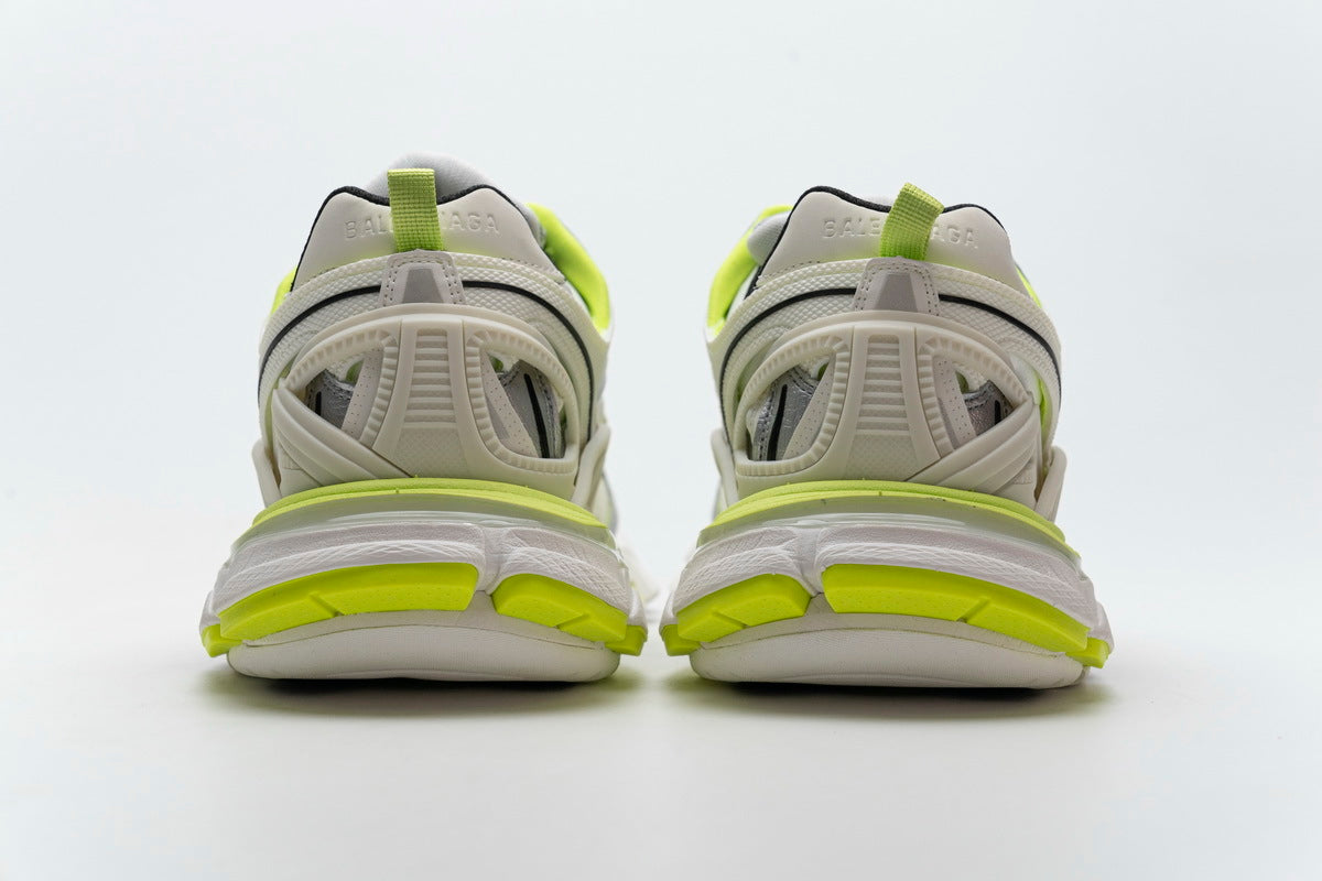 Balenciaga Track 2 Open Sneakers "White Fluo Yellow"-retro thick sole dad shoes，Women's Shoe Sale / Men's Shoe Sale