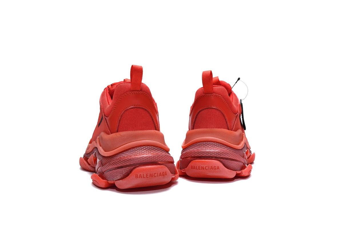 Balenciaga Triple S Sneakers "Red"-retro thick sole dad shoes，Women's Shoe Sale / Men's Shoe Sale