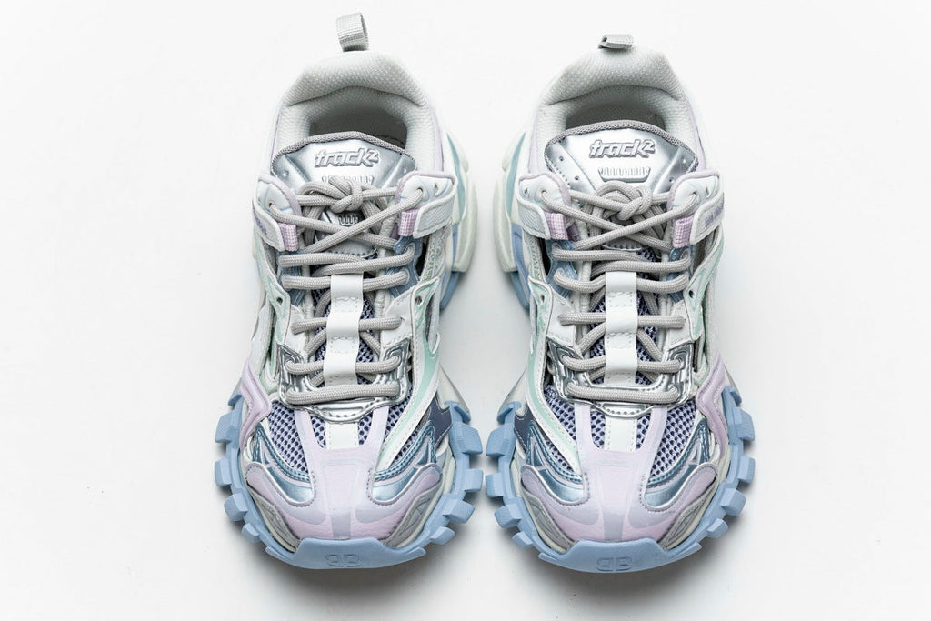 Balenciaga Track 2 Open Sneakers "White Light Blue Lavender"-retro thick sole dad shoes，Women's Shoe Sale / Men's Shoe Sale