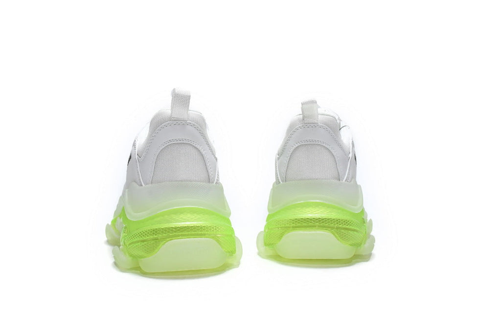 Balenciaga Triple S Sneakers "White Fluorescent Green"-retro thick sole dad shoes，Women's Shoe Sale / Men's Shoe Sale