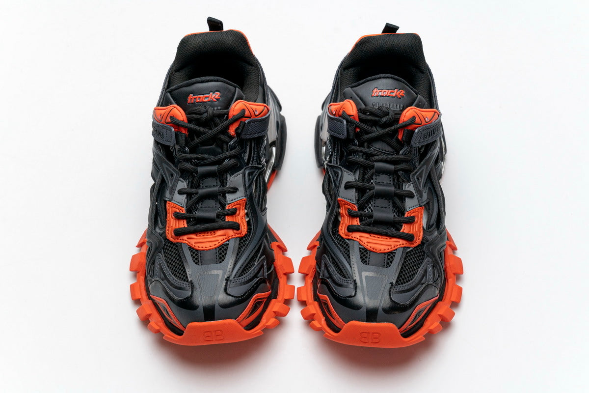 Balenciaga Track 2 Sneakers Men "Dark Gray Orange"-retro thick sole dad shoes，Women's Shoe Sale / Men's Shoe Sale