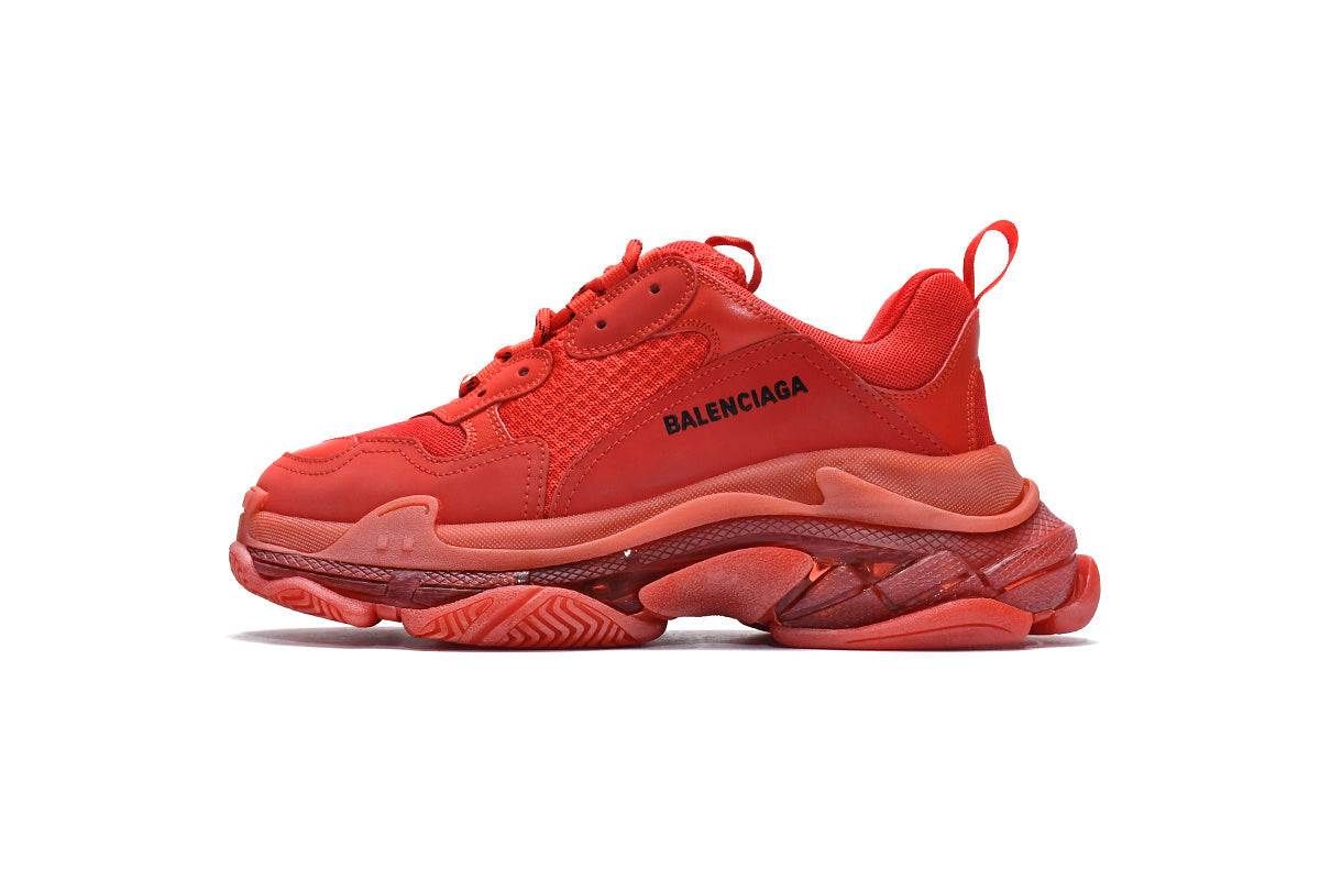 Balenciaga Triple S Sneakers "Red"-retro thick sole dad shoes，Women's Shoe Sale / Men's Shoe Sale
