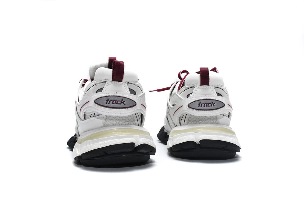 Balenciaga Track Sneakers "White Burgundy"-retro thick sole dad shoes，Women's Shoe Sale / Men's Shoe Sale